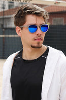 Óculos de Sol  Cinza c/ Azul Espelhado (Unissex)