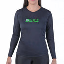 Baby Look Manga Longa Zeiq Preta – Logo Verde e Cinza