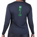 Baby Look Manga Longa Zeiq Preta – Logo Verde e Cinza