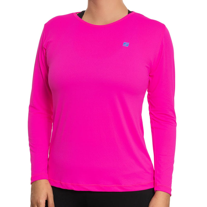 BABY LOOK MANGA LONGA SHOCK ZEIQ ROSA – LOGO AZUL