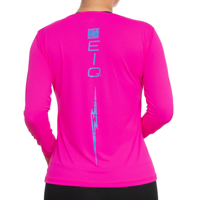 BABY LOOK MANGA LONGA SHOCK ZEIQ ROSA – LOGO AZUL