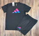 Conjunto Adidas Preto - Logo Colorido