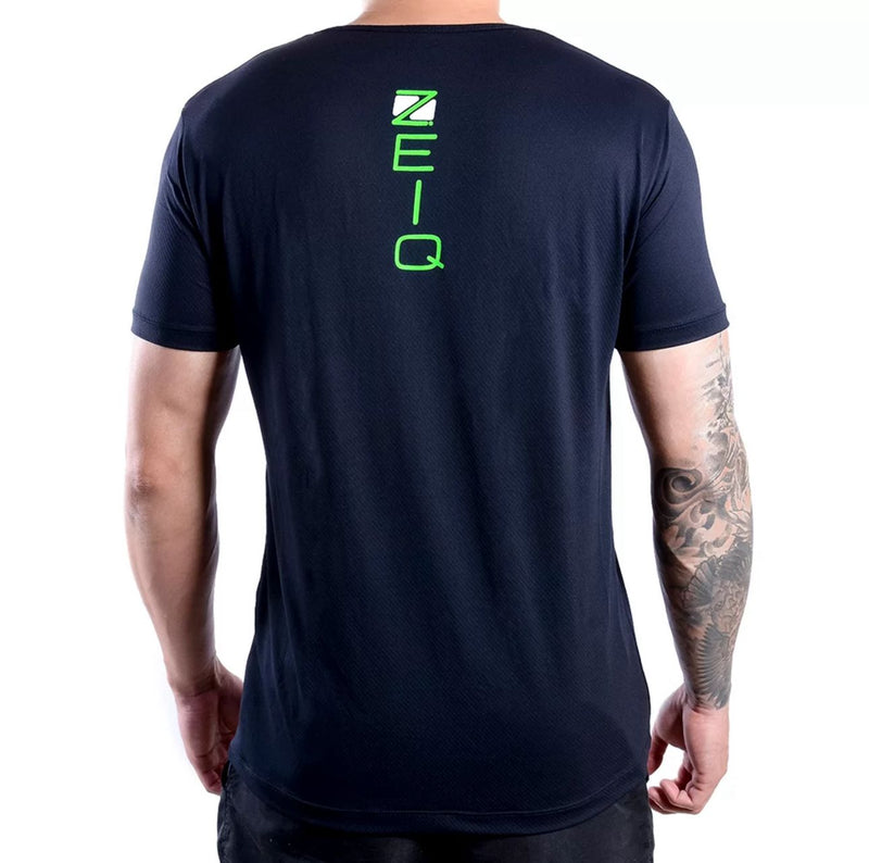 Camiseta Esportiva Slim Zeiq Preta – Logo Verde e Branco