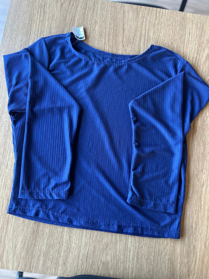Blusa Manga Longa Azul Fitness