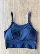 Cropped Fitness Preto Paula Fashion (com bojo e tela)