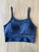 Cropped Fitness Preto Paula Fashion (com bojo e tela)